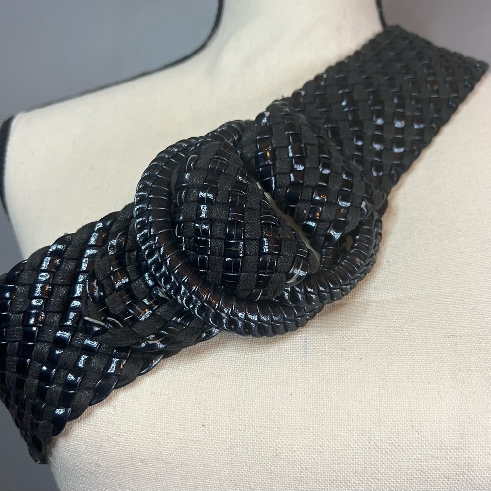 Black cotton pleather belt